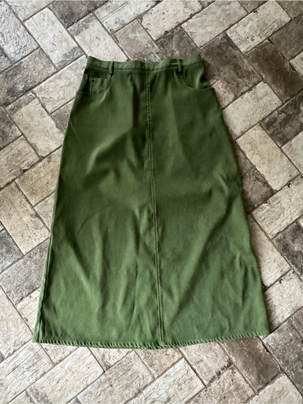 Olive Green A-Line Midi Skirt